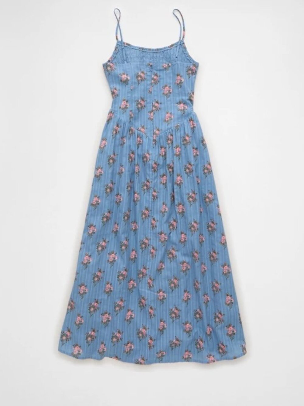 American Eagle AE Bella Midi Dress Blue Pink Floral Medium M EUC